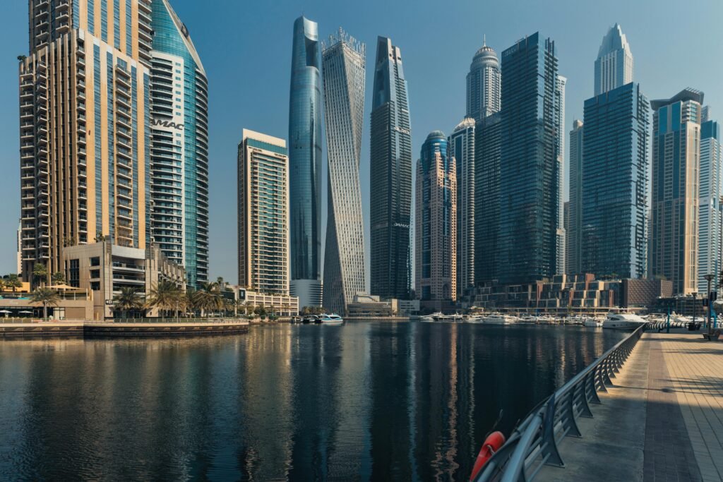 pexels-photo-28350363-28350363 Explore the towering skyscrapers of Dubai Marina reflecting beautifully on the water.